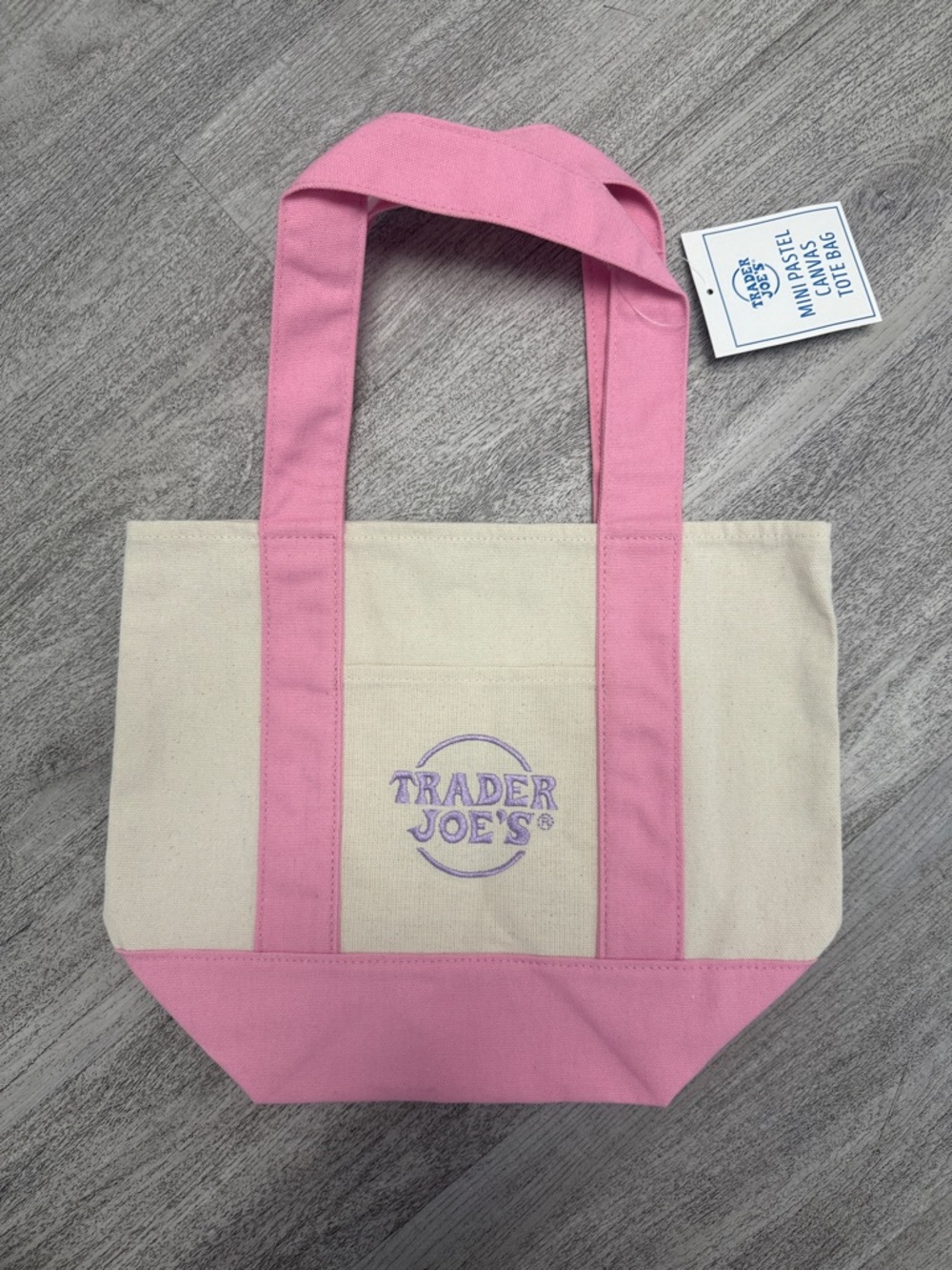 Trader Joe's Pink & Cream Canvas Tote NWT